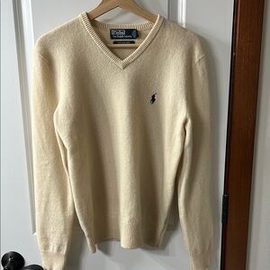 Polo Ralph Lauren  100% Lambswool of Italian Yarn Cream Sweater, Size XL